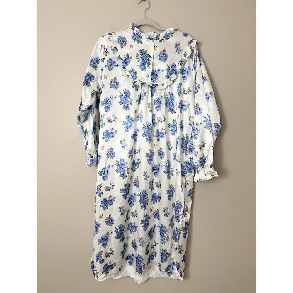 Vintage Sarah Morgan Satin Maxi Nightgown‎ Womens M Cottagecore Floral Granny